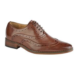 Goor Mens 5 Eye Wing Capped Oxford Brogues / Brown